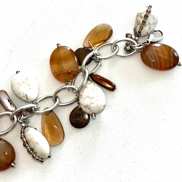 Silpada Sterling Bronzite Pyrite Agate Magnesite Shell & Glass Bracelet up to 7 - Picture 5 of 6
